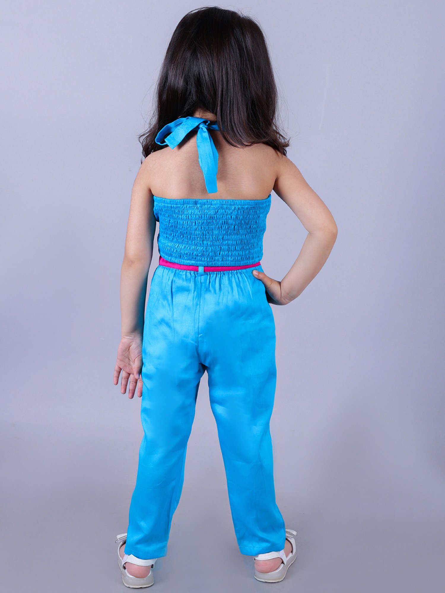 Lil Drama Kids Blue Solid Top with Pants