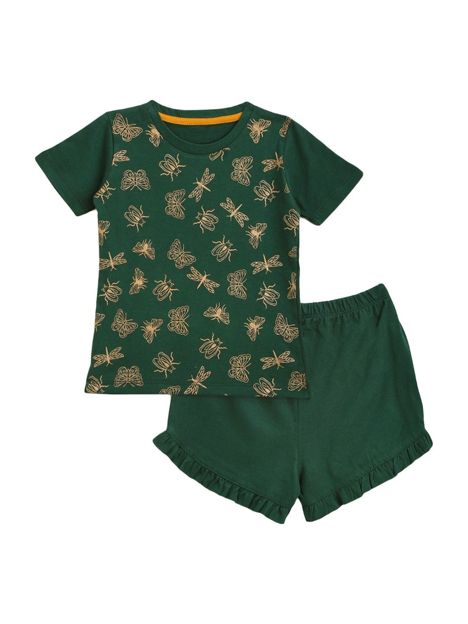 Kids Craft Bottle Green Cotton Printed T-Shirt & Shorts