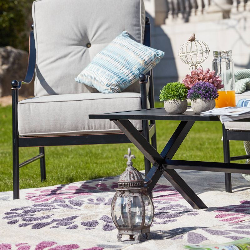 2pc Steel Outdoor Patio Accent Chairs Cream - Lokatse