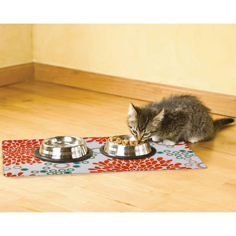Drymate Dog and Cat Feeding Placemat - Blossoms Orange & White