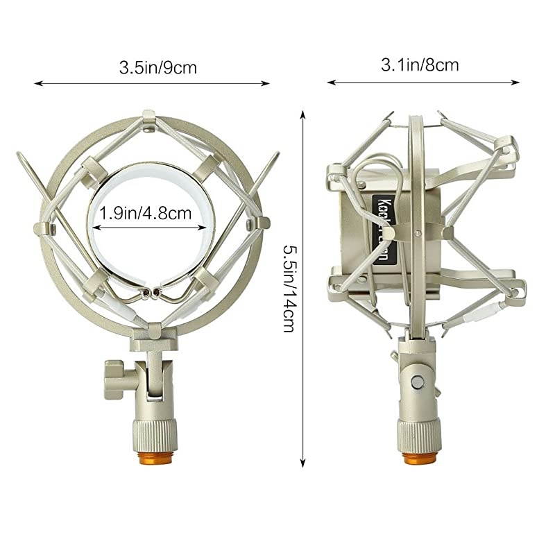 Universal 50MM Microphone Shock Mount for 48MM54mm Diameter Condenser Mic Silver