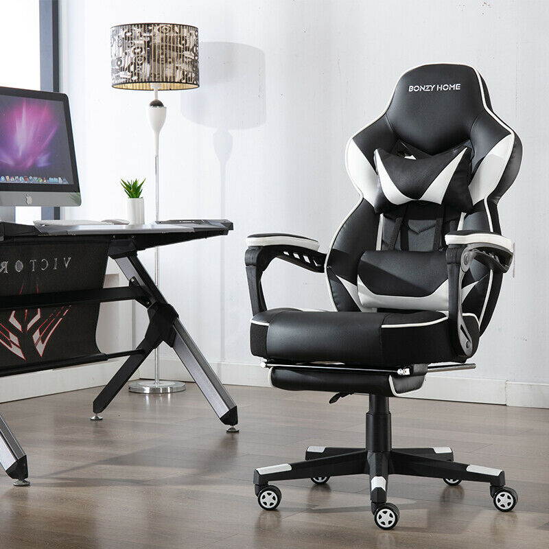 Gaming Chair Racing Style Leather Office Recliner Computer Seat Swivel Footrest