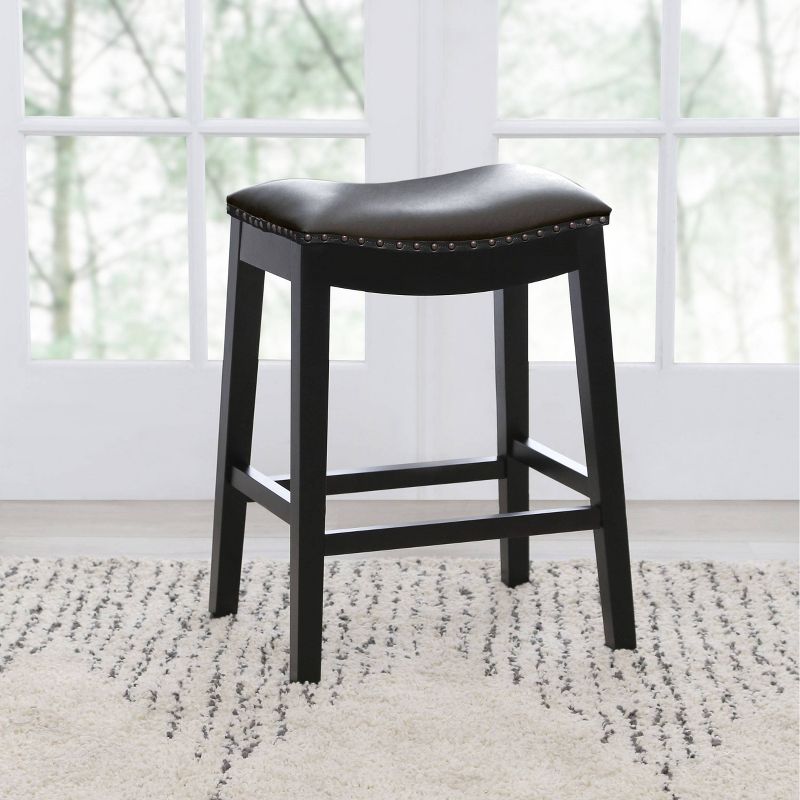 Dakota Bonded Leather Saddle Counter Height Barstool Black - Abbyson Living