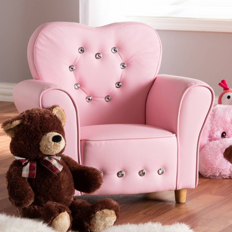 Mabel Faux Leather Kids' Armchair Pink - Baxton Studio