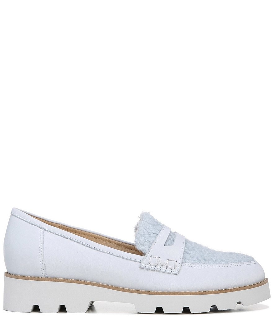 Vionic Cheryl Leather And Faux Curly Shearling Lugged Sole Penny Loafers