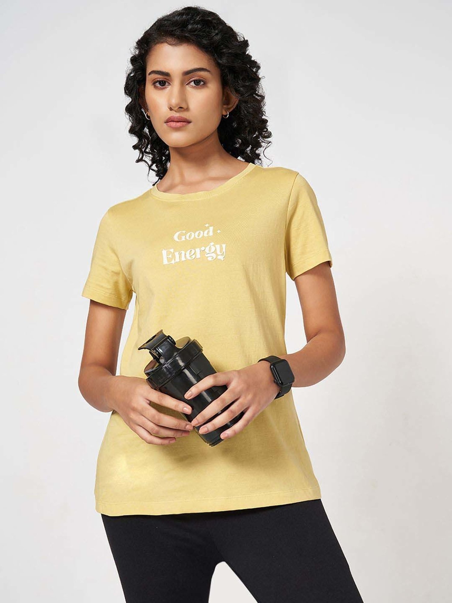Ajile by Pantaloons Yellow Cotton Printed T-Shirt