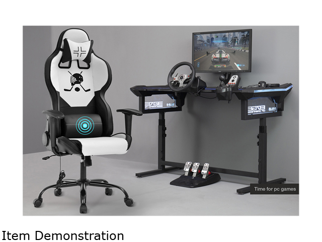 Gaming Chair Office Chair Desk Chair with Lumbar Support Headrest Armrest Task Rolling Swivel Massage PC E-Sports Racing Chair PU Leather Adjustable Ergonomic Computer Chair for Men(White)