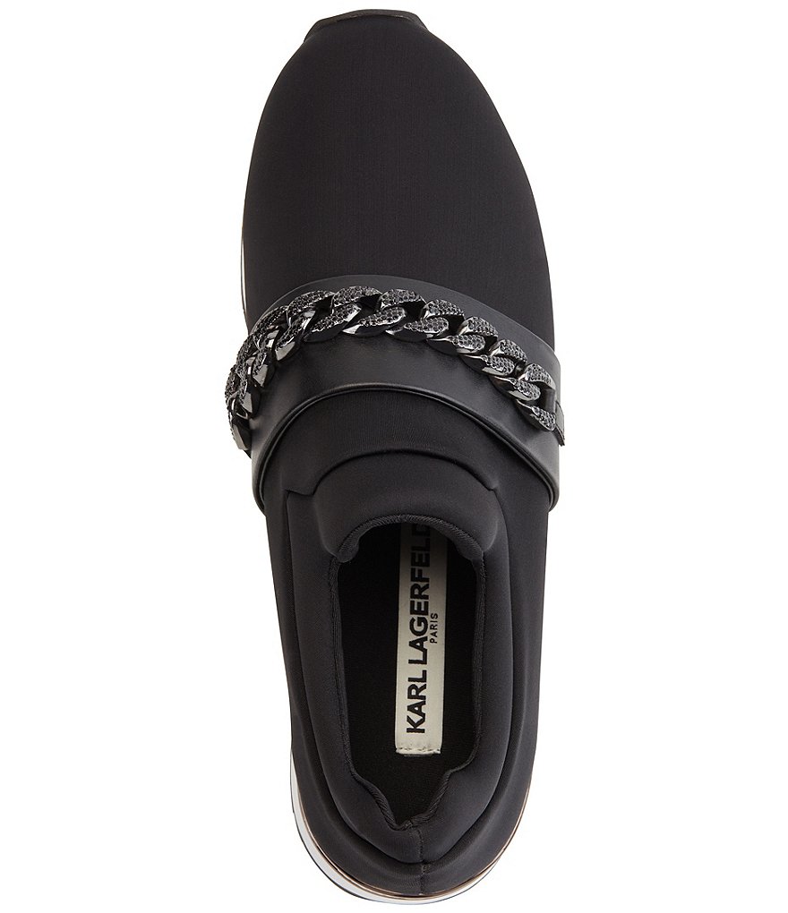 KARL LAGERFELD PARIS Maia Chain Strap Leather Slip-On Sneakers