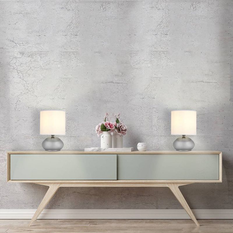 9.25" 2pk Small Matching Touch Table Lamp Set Silver - Cresswell Lighting