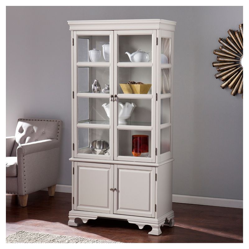 Morgan Farmhouse 6 Shelf Lighted Curio - Gray - Aiden Lane