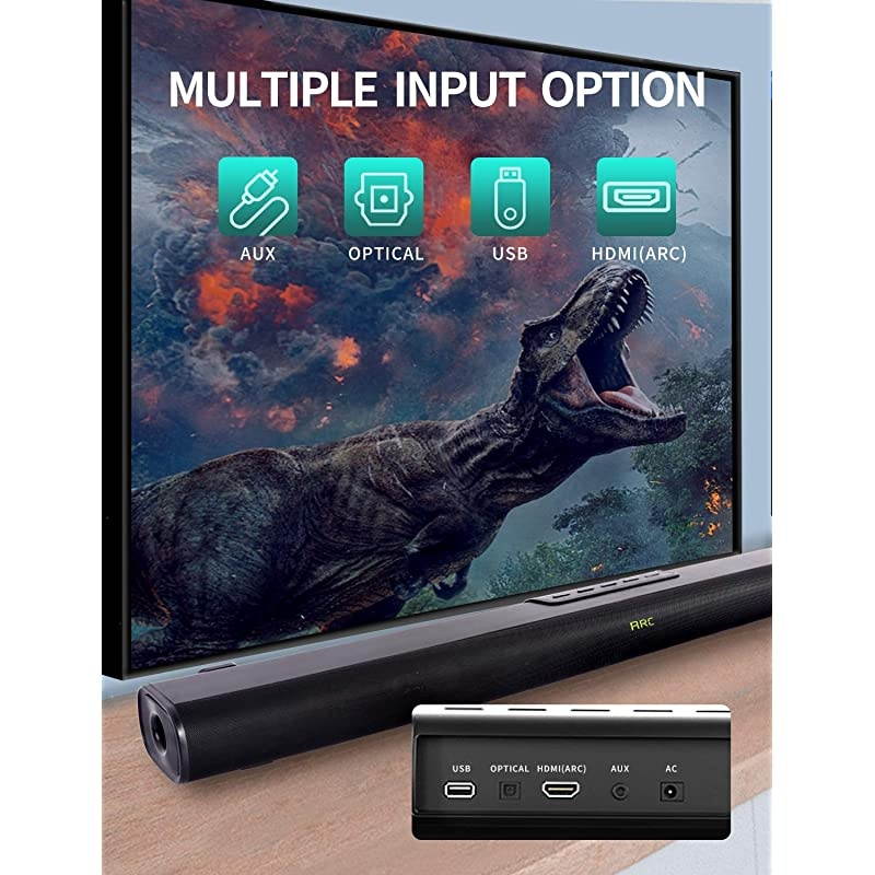 Bar Bar for TV bar with Builtin Subwoofer Wired Wireless Bluetooth 50 Speaker for TV HDMIOpticalAuxUSB Input Wall Mountable Surround System for TV Home Theater