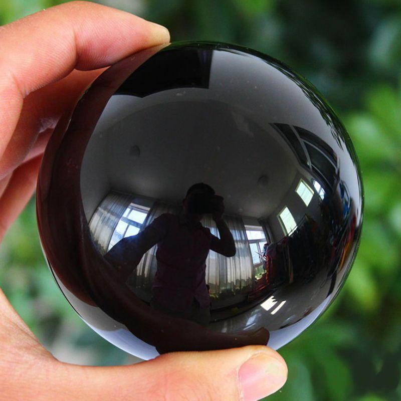50mm Asian Rare Black Obsidian Sphere Large Crystal Ball Healing Stone