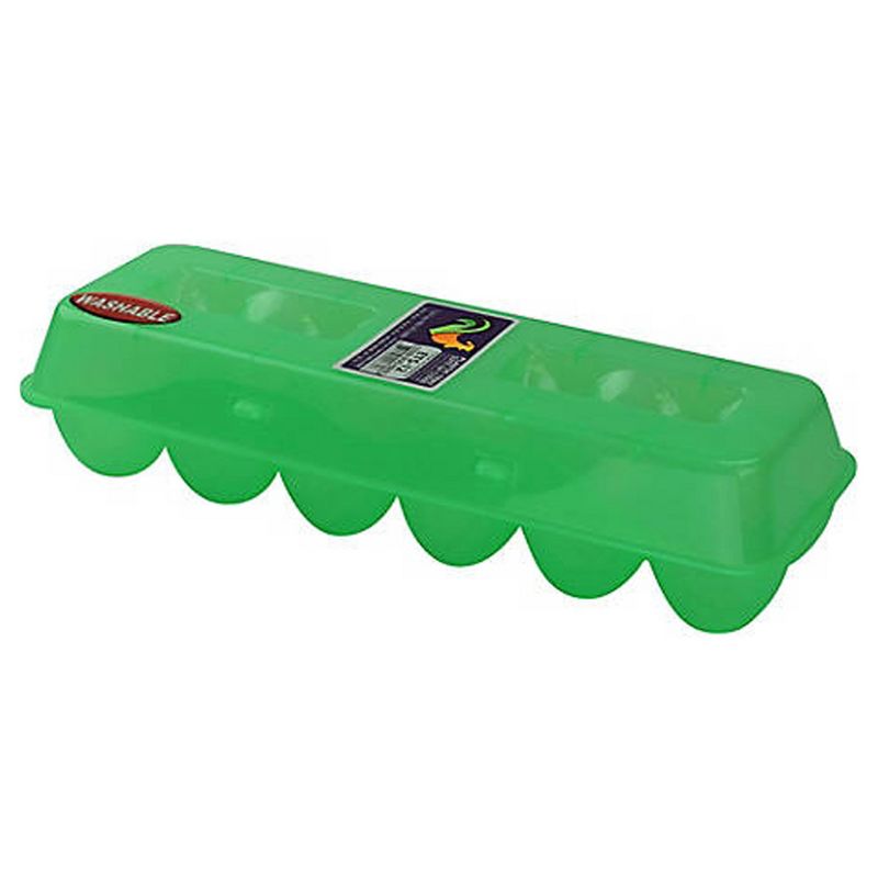 Tuff Stuff TS-ETS12 Reusable Carrier Washable Storage Container Empty Plastic Chicken Egg Carton Tray with Lid, 12 Eggs, Green