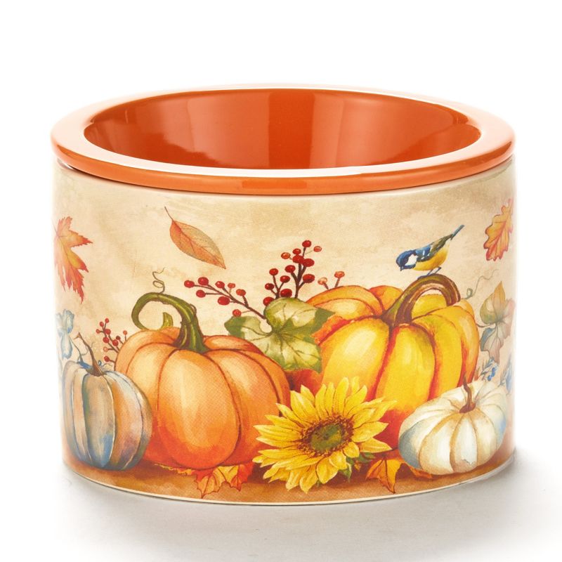 Lakeside Stoneware Dip Chiller Bowl with Fall Pumpkin Harvest Theme for Thanksgiving
