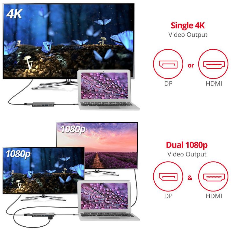 SIIG USB-C MST Video with Hub, LAN and PD 3.0 Docking - for Notebook/Desktop PC - 100 W - USB Type C - 4 x USB Ports - 3 x USB 3.0 - Network (RJ-45)