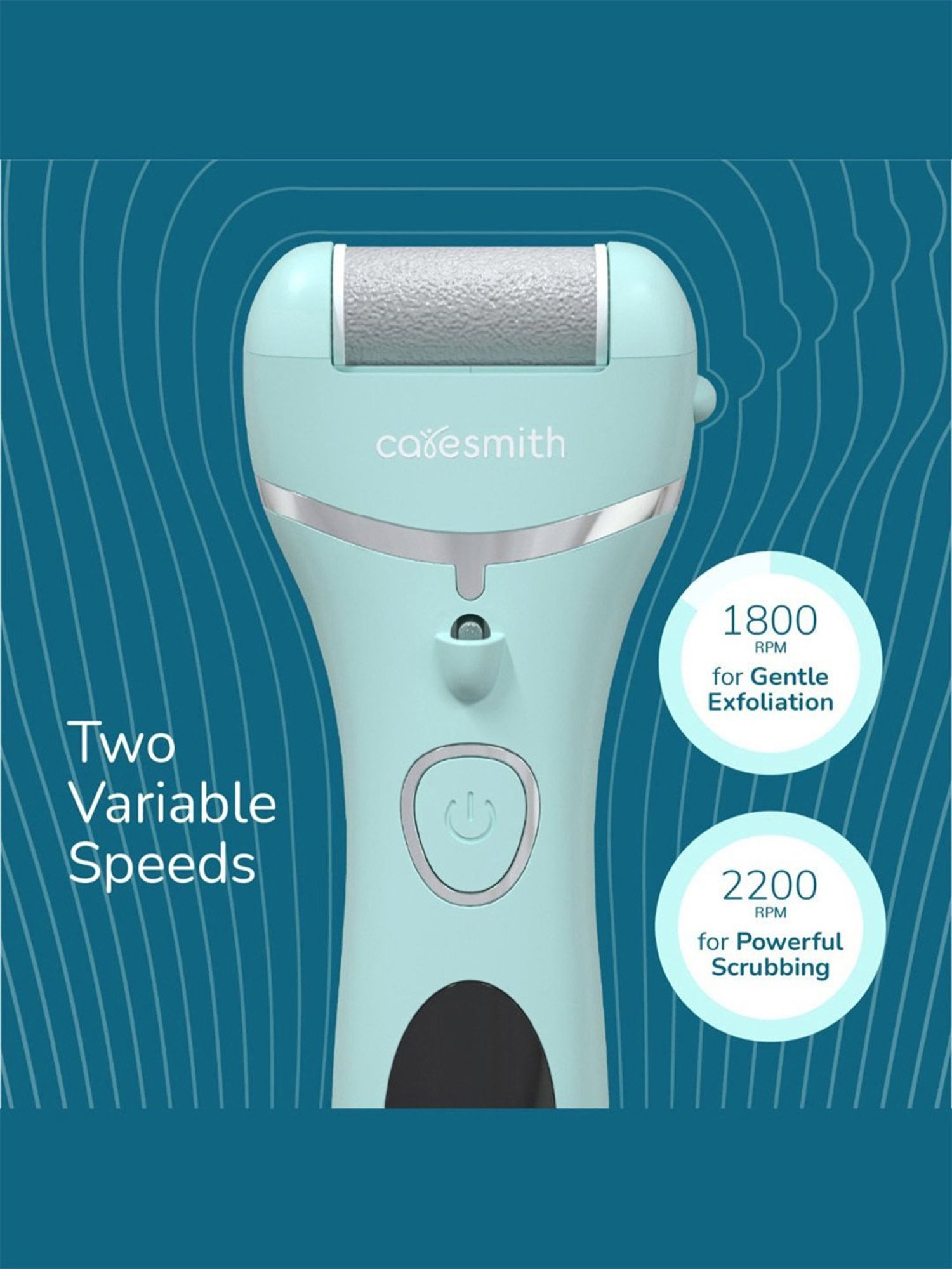Caresmith Bloom Rechargeable Callus Remover, Foot Scrubber for Dead Skin, 3 Roller (Mint Green)