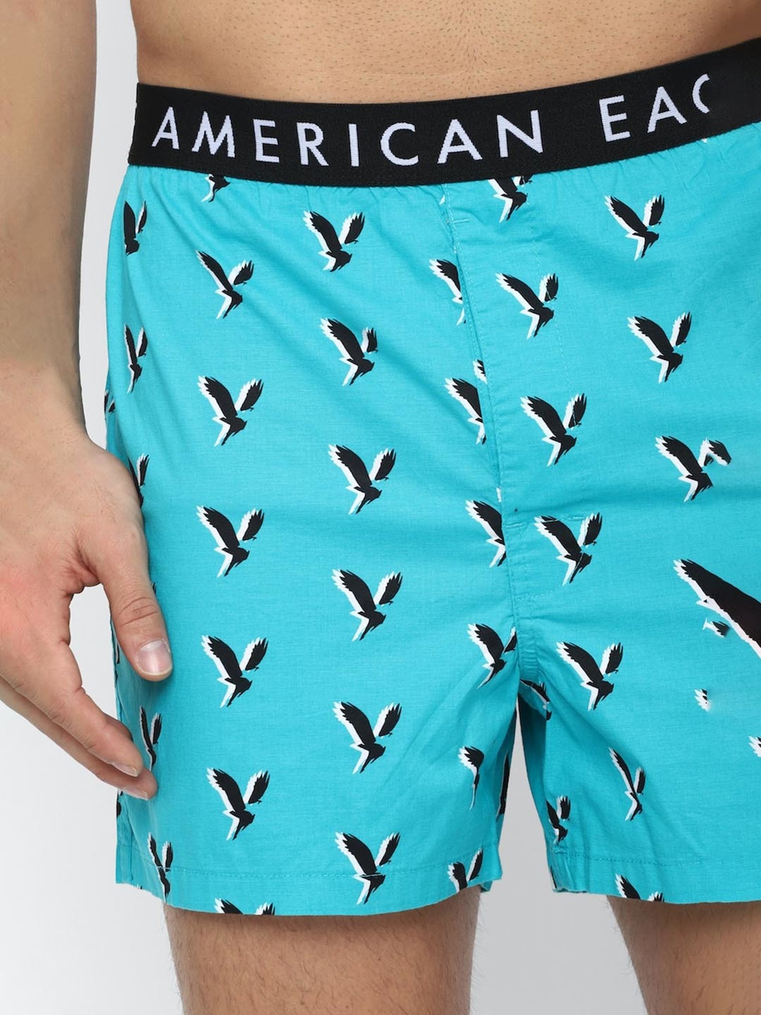 American Eagle Blue Cotton Regular Fit Printed Boxers