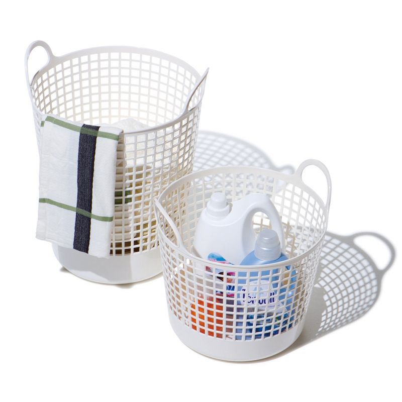 Like-It SCB-1 Midcentury Modern Scandinavian Style Round Durable Plastic Storage Basket for Home Storage and Organization, White