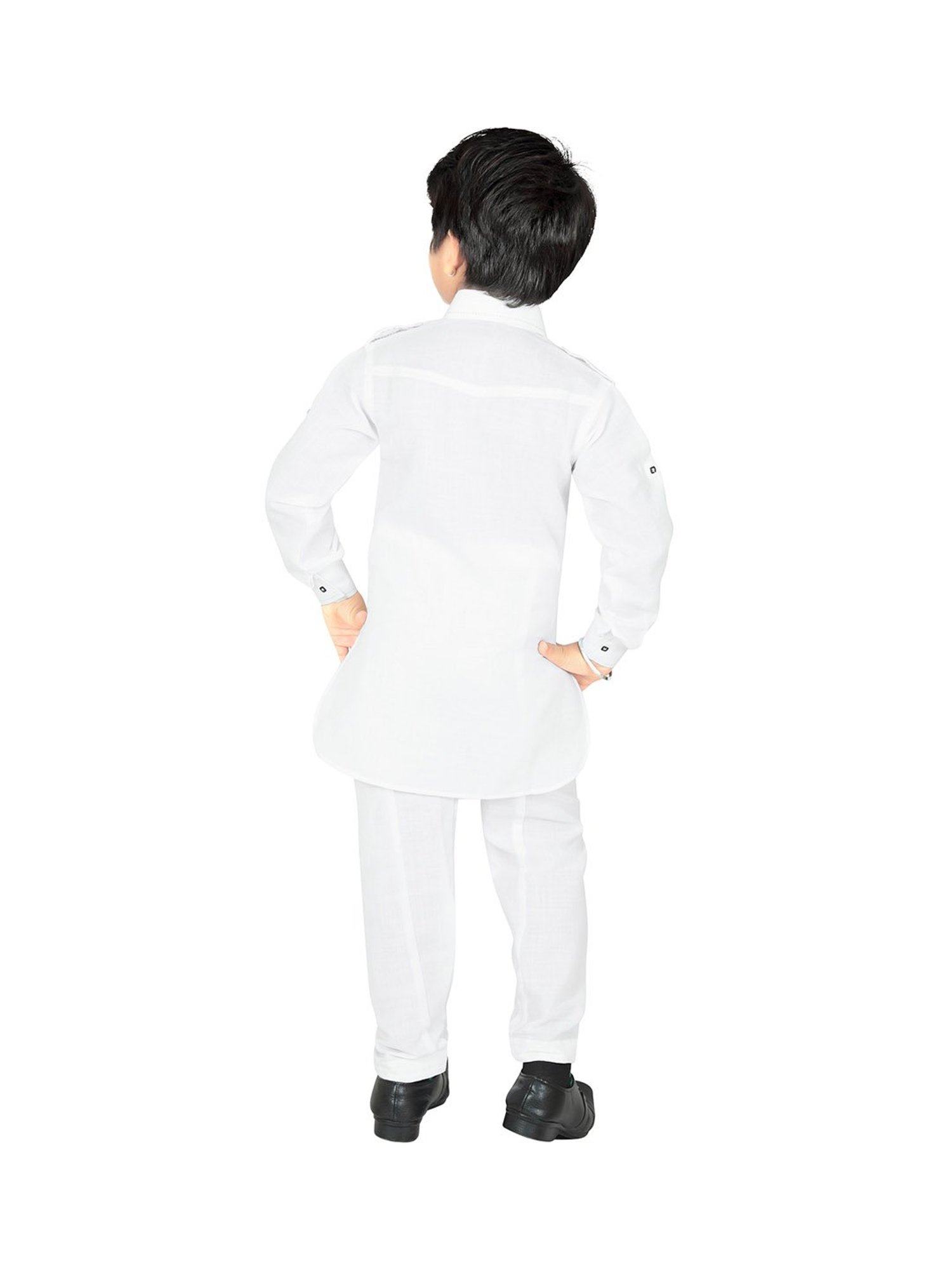 Ahhaaaa Kids White Solid Kurta with Pajamas
