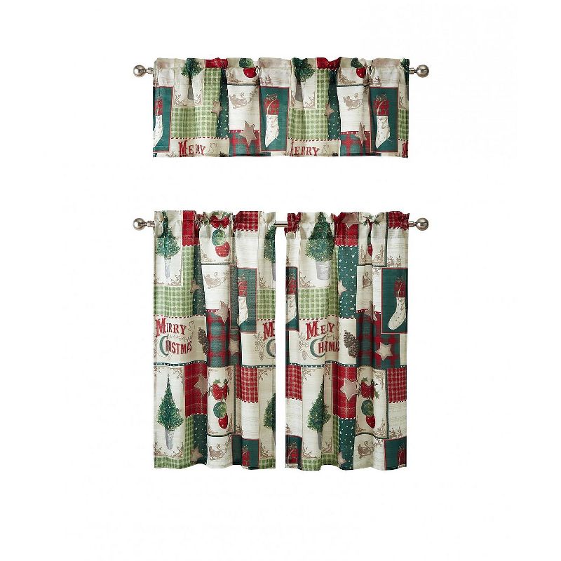 Set of 2 36"x42" Floral Curtain Tiers White/Beige - Threshold™