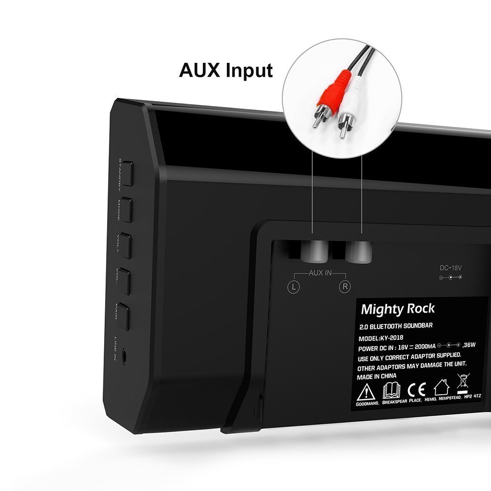 Mighty Rock Sound Bars for TV 30-inch 2.0 Channel Home Theater Speaker Wired and Wireless Surround Stereo Sound Audio for TV with Remote Control