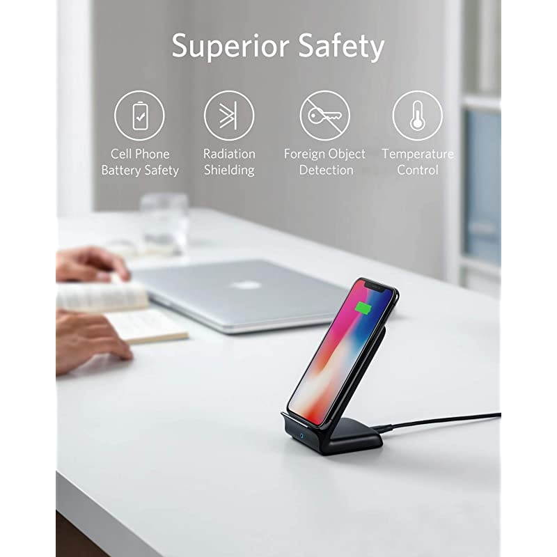 Wireless Charger, PowerWave 7.5 Stand, Qi-Certified, Fast Charging iPhone 11, 11 Pro, 11 Pro Max, XR, Xs Max, Xs, X, 8, 8 Plus, Galaxy S 20 S10 S9 S8, Note 10 Note 9 (No AC Adapter) - White