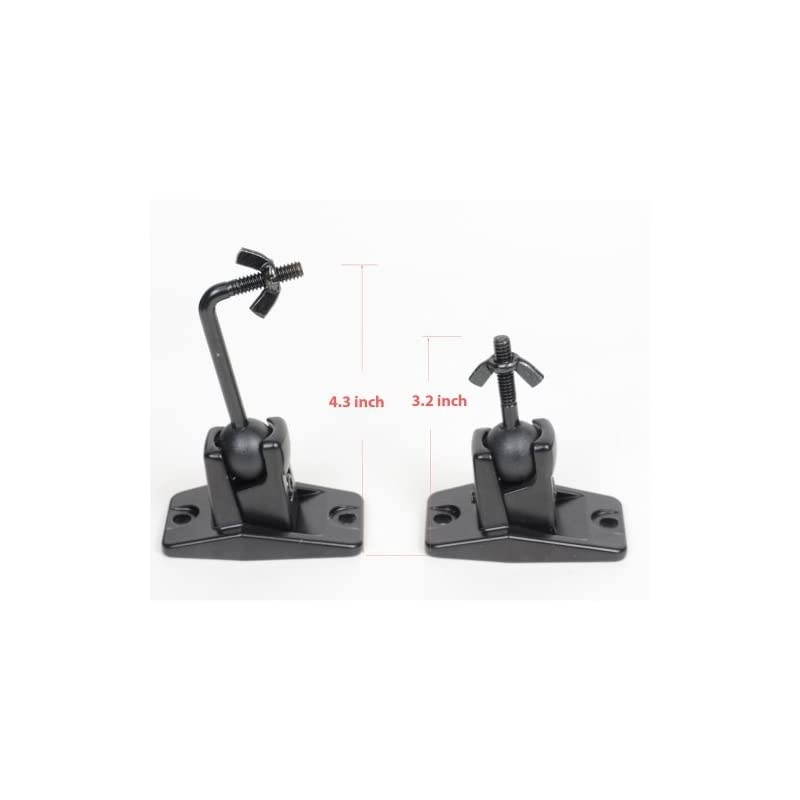 Speaker Wall Ceiling Mount Bracket One Pair for Universal Satellite, fits Keyhole and Thread Hole with 1/4 20 Threads, 4mm and 5mm Black 1ST