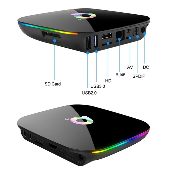 UKCOCO Android 9.0 Smart TV Box, 4GB 64GB Media Player 2.4G/WIFI/3D/6K/HD Set-top Box Media Player Black