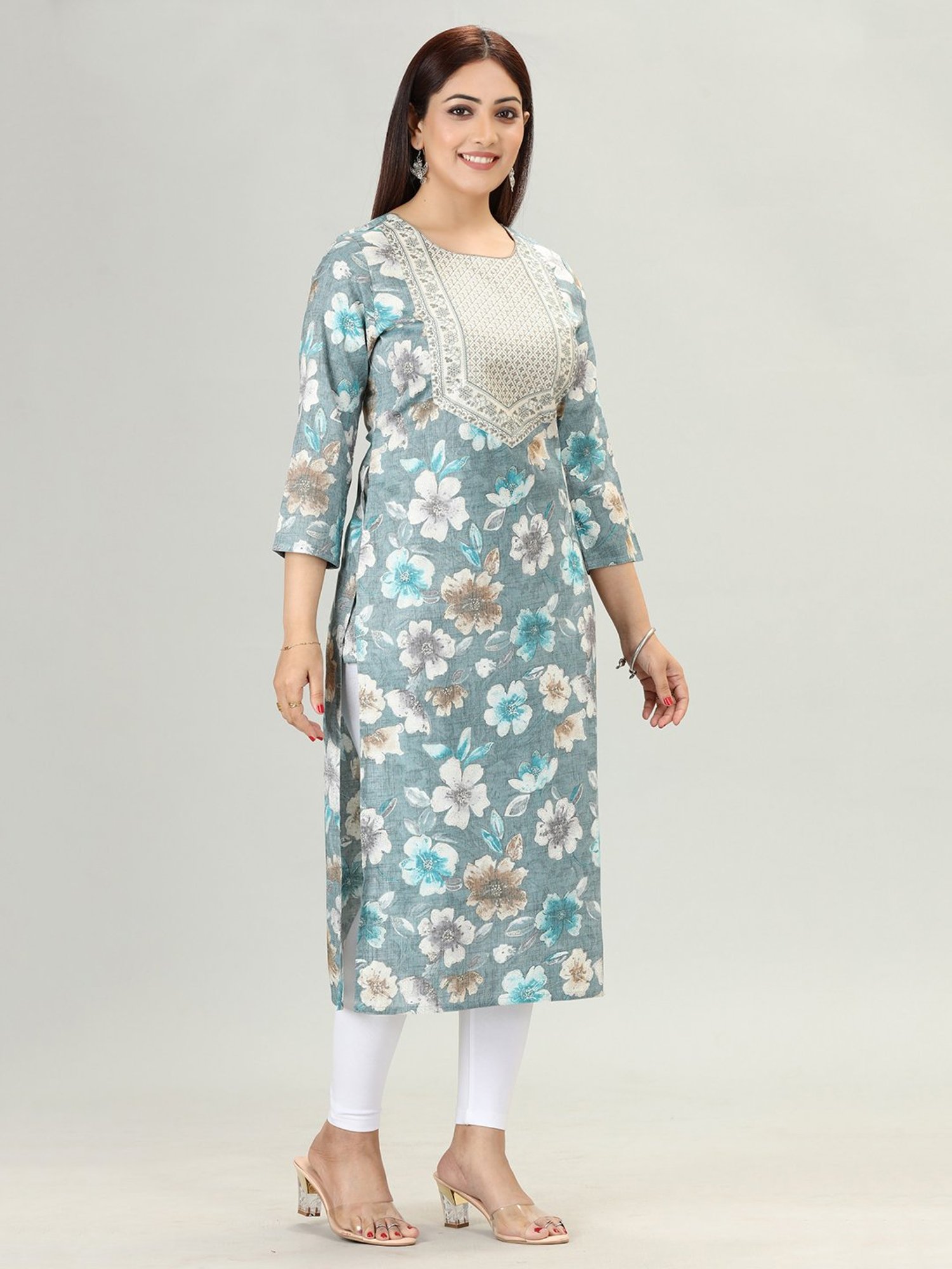 Cotton Culture Green Embroidered Straight Kurta