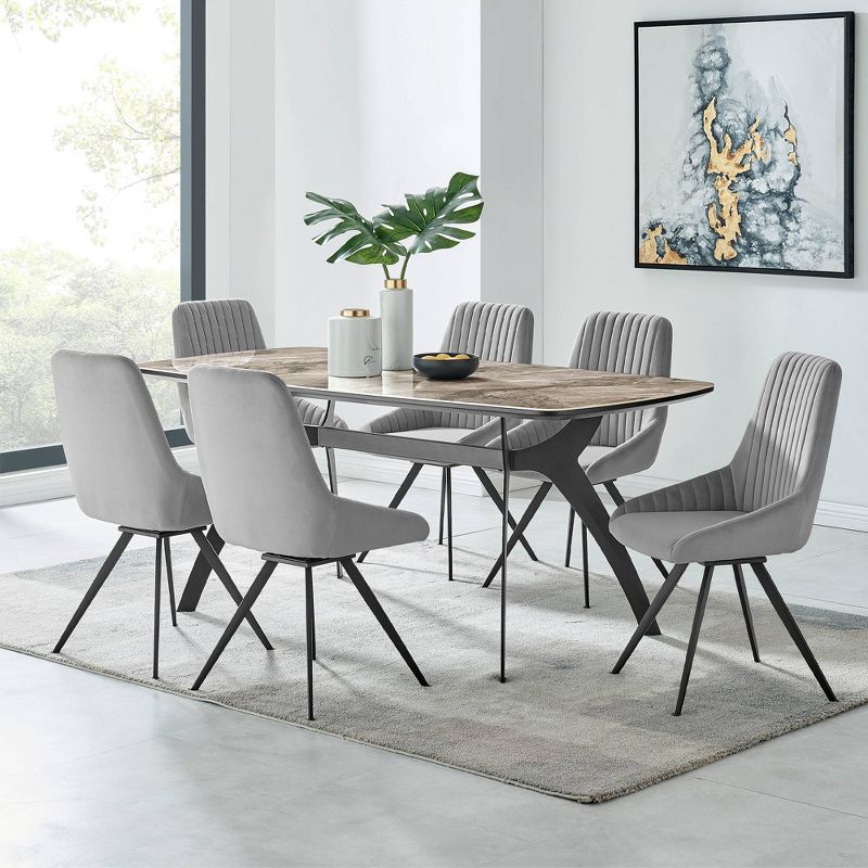 7pc Andes and Alison Rectangular Dining Set Gray - Armen Living