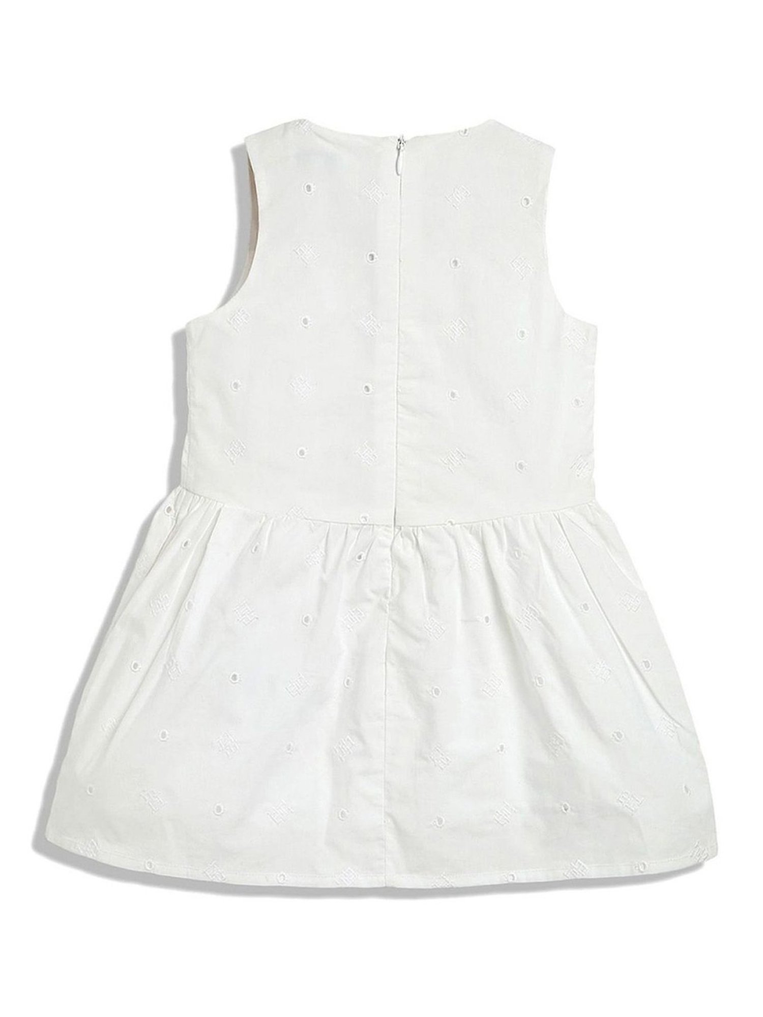 Tommy Hilfiger Kids White Embroidery Regular Fit Dress