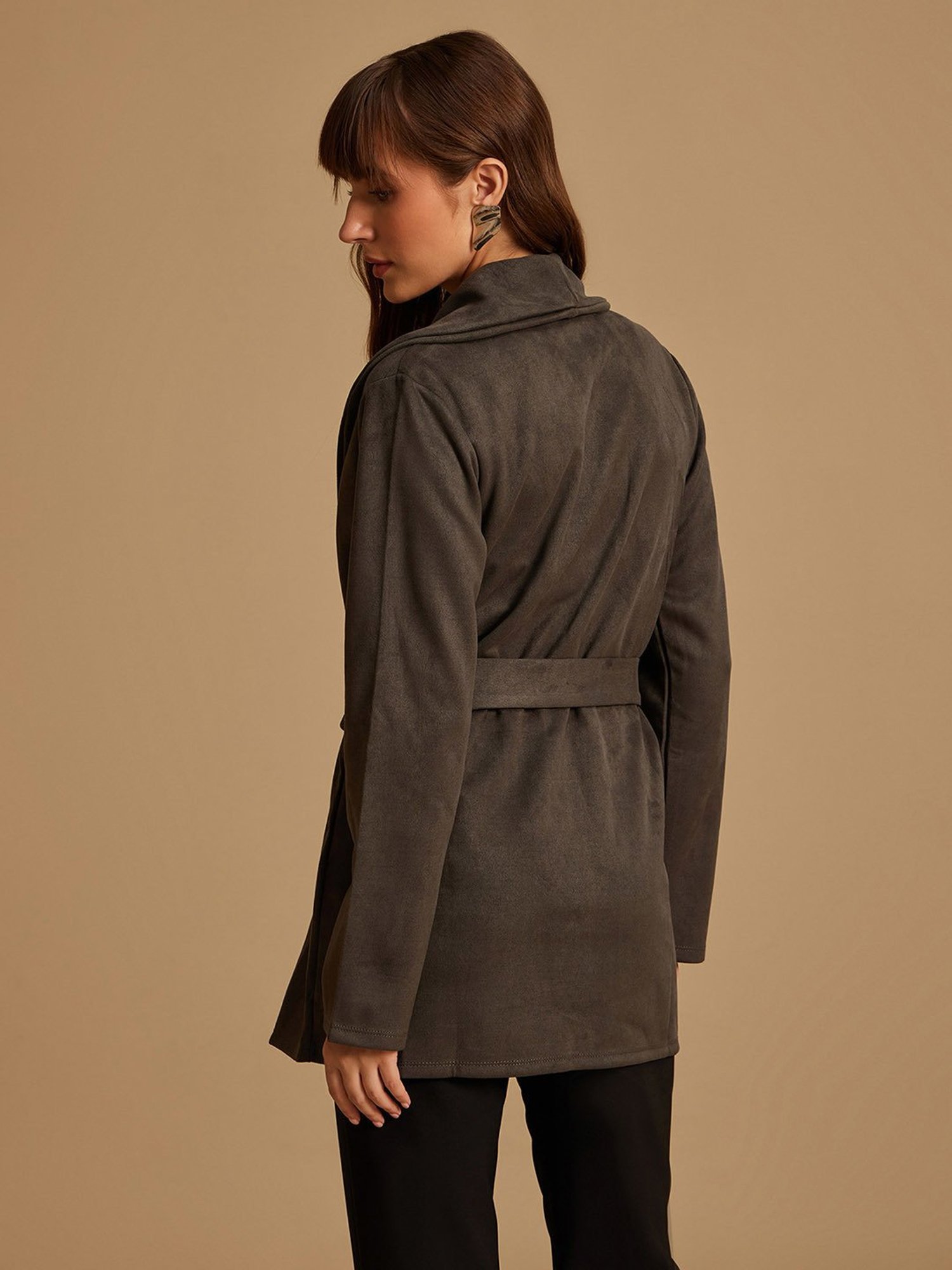 Kazo Shawl Collar Cape With Belt