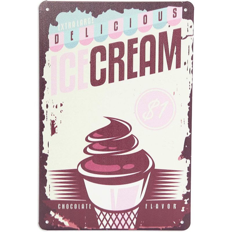 Okuna Outpost 6 Pack Retro Metal Kitchen Signs, Vintage Food Wall Art (8 x 11.8 in)