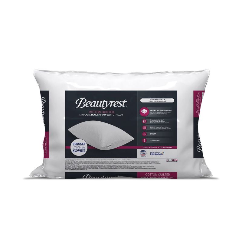Standard/Queen 2pk Quilted Cotton Bed Pillow - Beautyrest