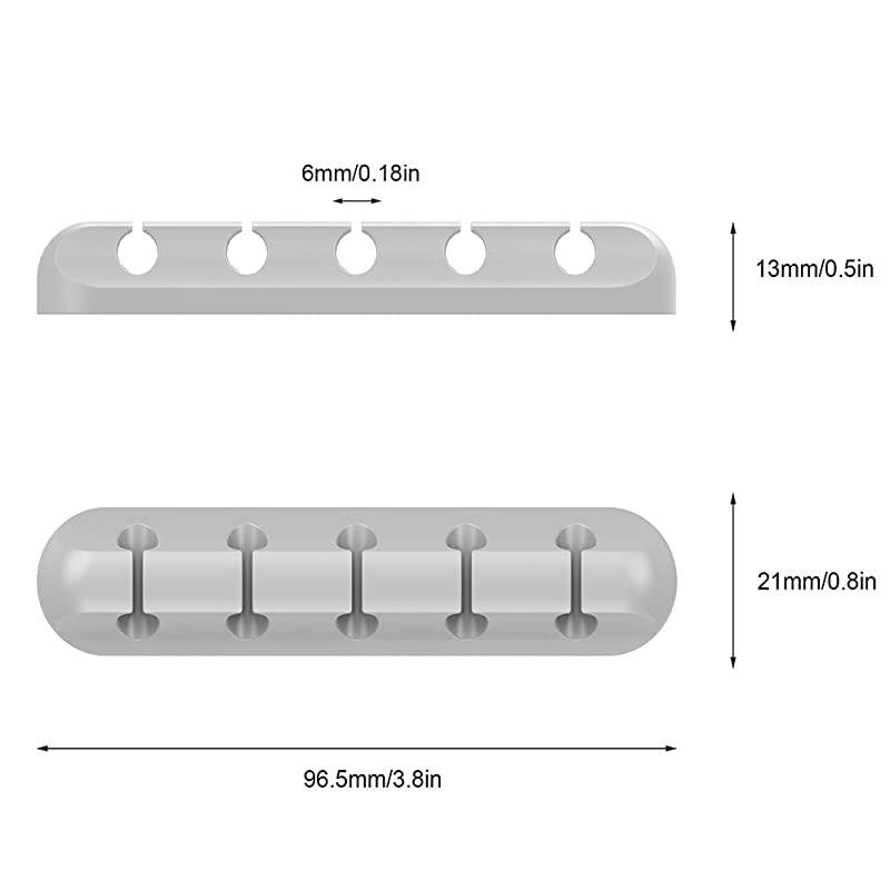 2 Pack Cable Clips  Cord Organizer 5 Slots 6mm Sticky Cable Clips Adhesive Destop Cable Drop for Charging Home Office Cubicle Car Night Stand Desk Accessories