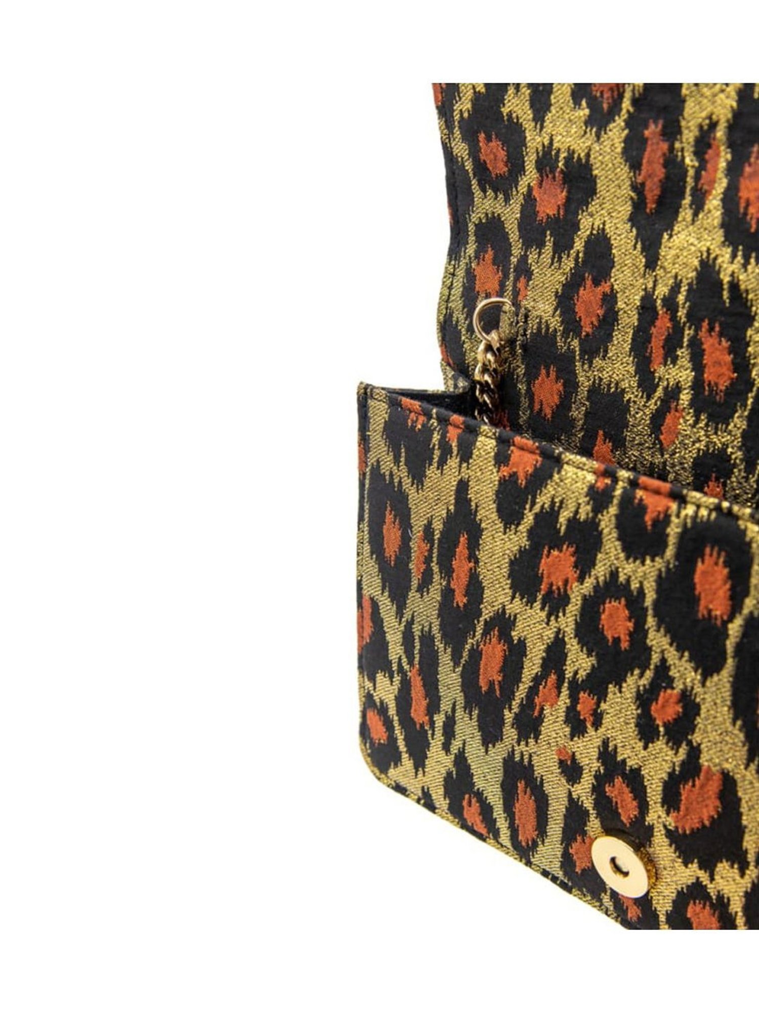 Gedebe Gold Cliky Metallic Leopard Medium Cross Body Bag