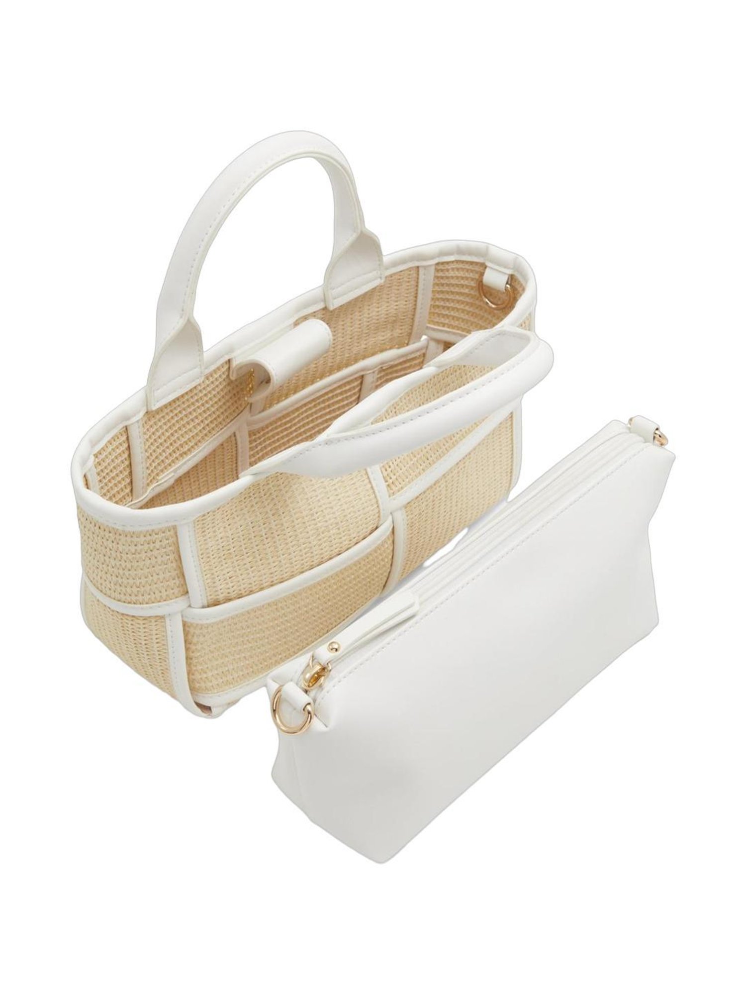 Call It Spring White Textured Handbag With pouch