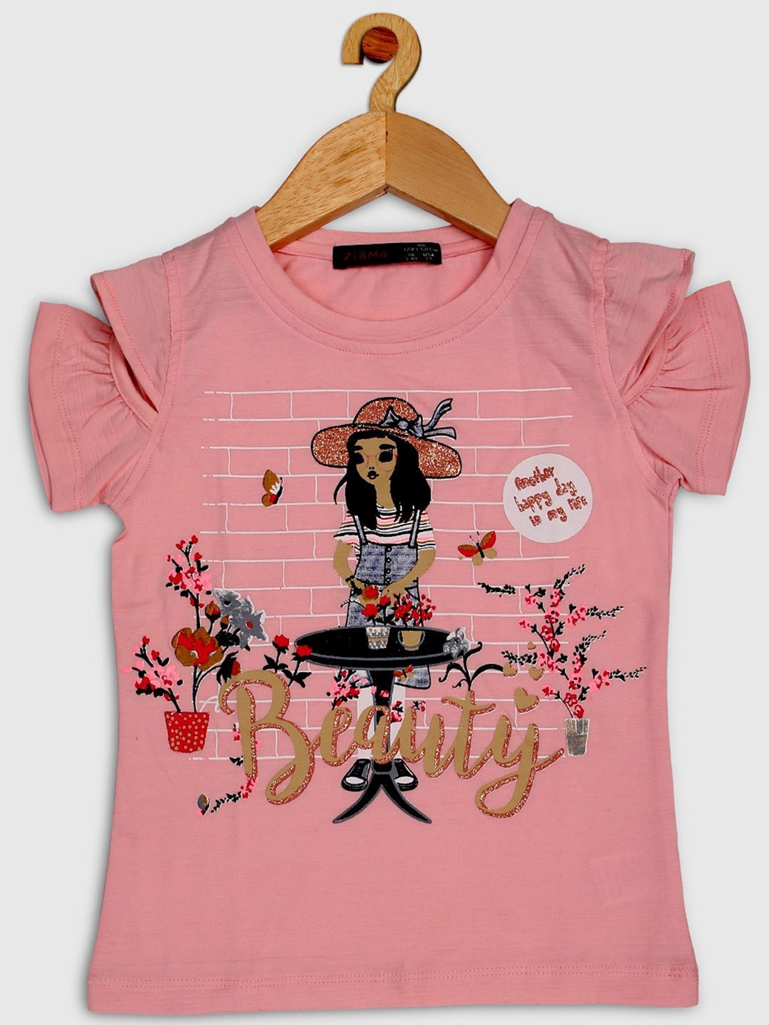 ZIAMA Kids Pink Printed Top