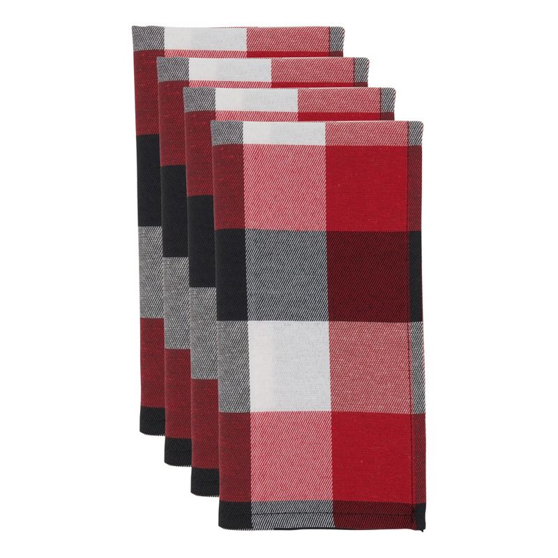 Saro Lifestyle Plaid Pattern Cloth Table Napkins (Set of 4)