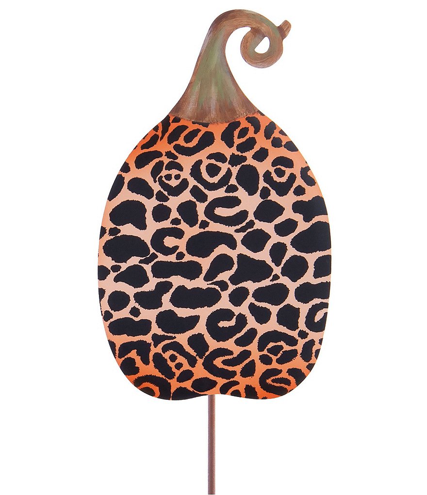 The Round Top Collection Festive Fall Collection Tall Classic Leopard Pumpkin Metal Sign