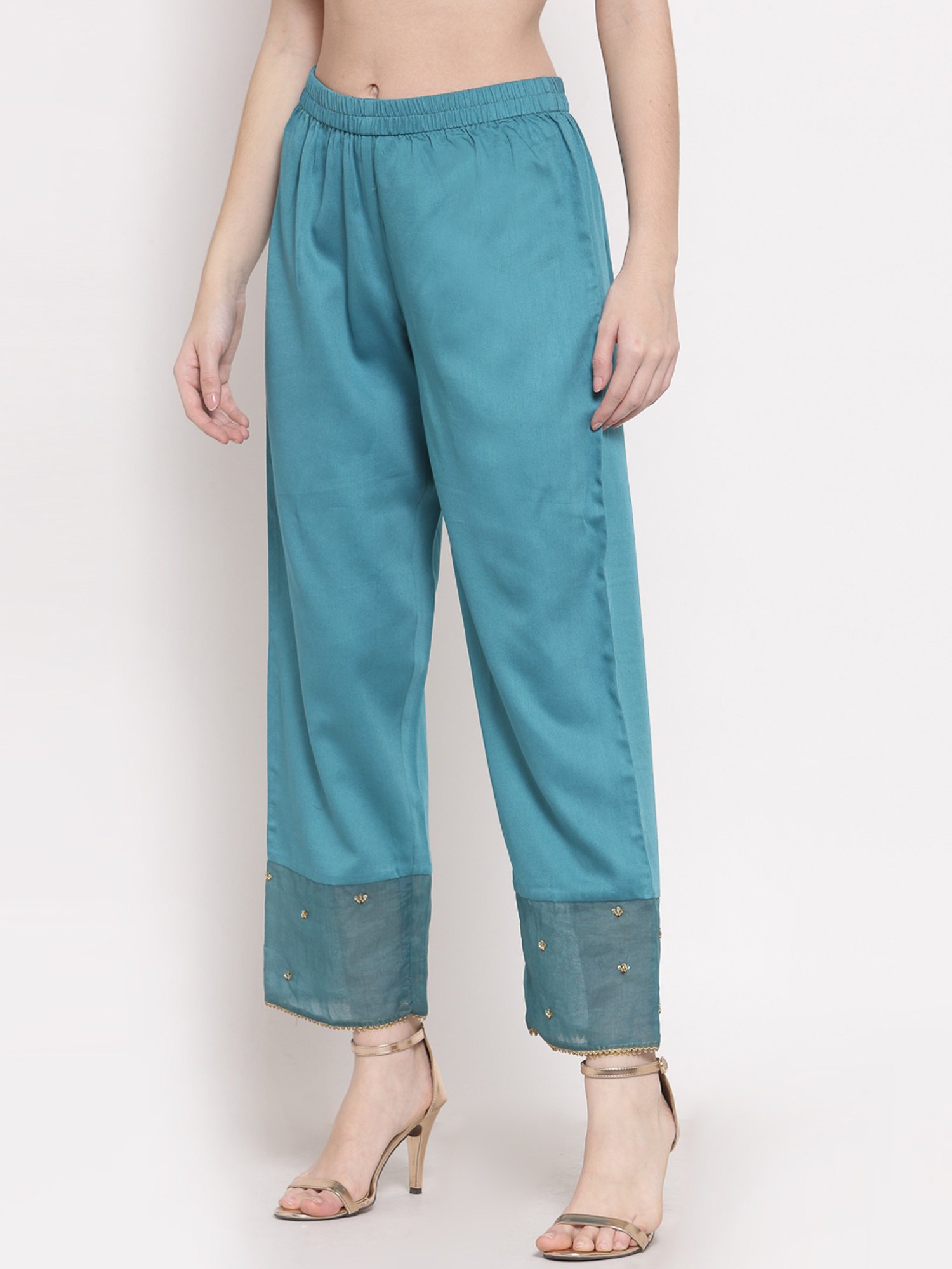 DART STUDIO Blue Embroidered Palazzos