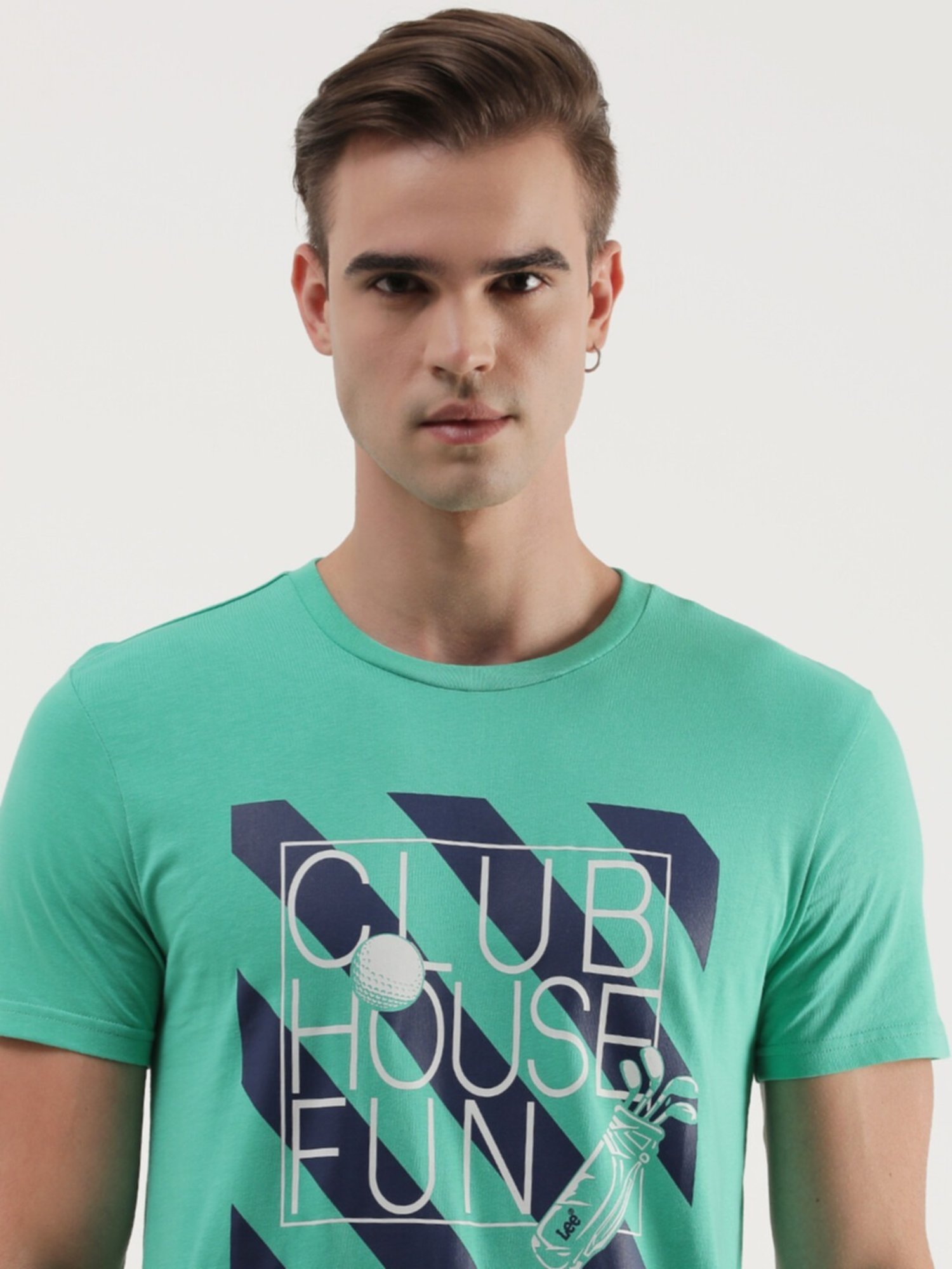 Lee Green Cotton Slim Fit Printed T-Shirt