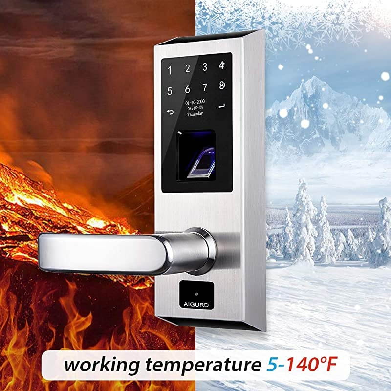 Fingerprint Door Lock, Stainless Steel Keyless Entry Door Lock, Biometric Door Lock, Keyless Door Lock, Keypad Door Lock, Digital Smart Door Lock, Keypad Entry Door Lock(Left-Handle