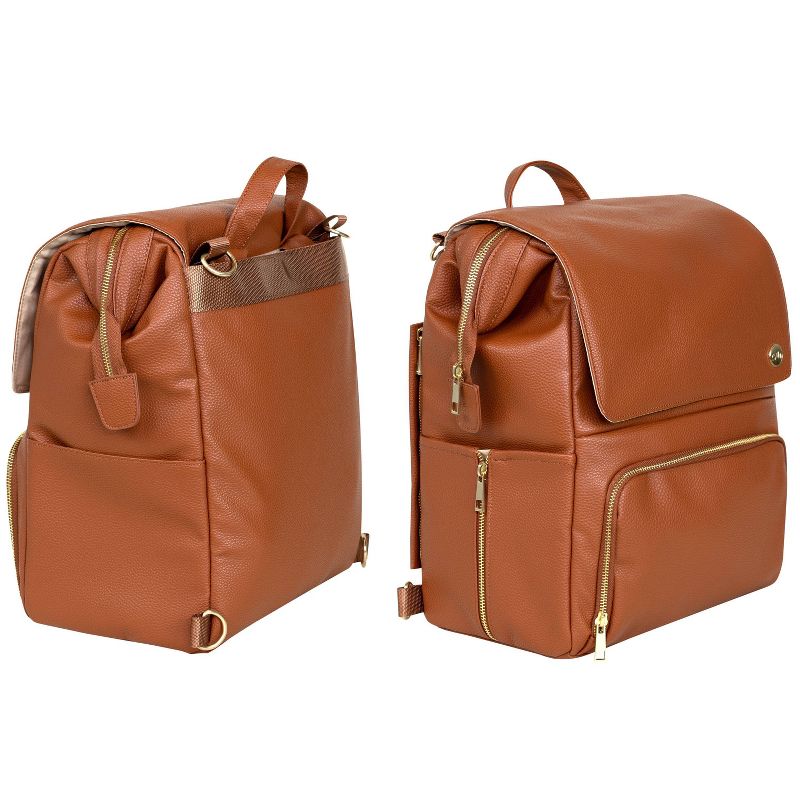 CleverMade Diaper Bag Backpack Bundle with Changing Pad and Stroller Straps - Cognac