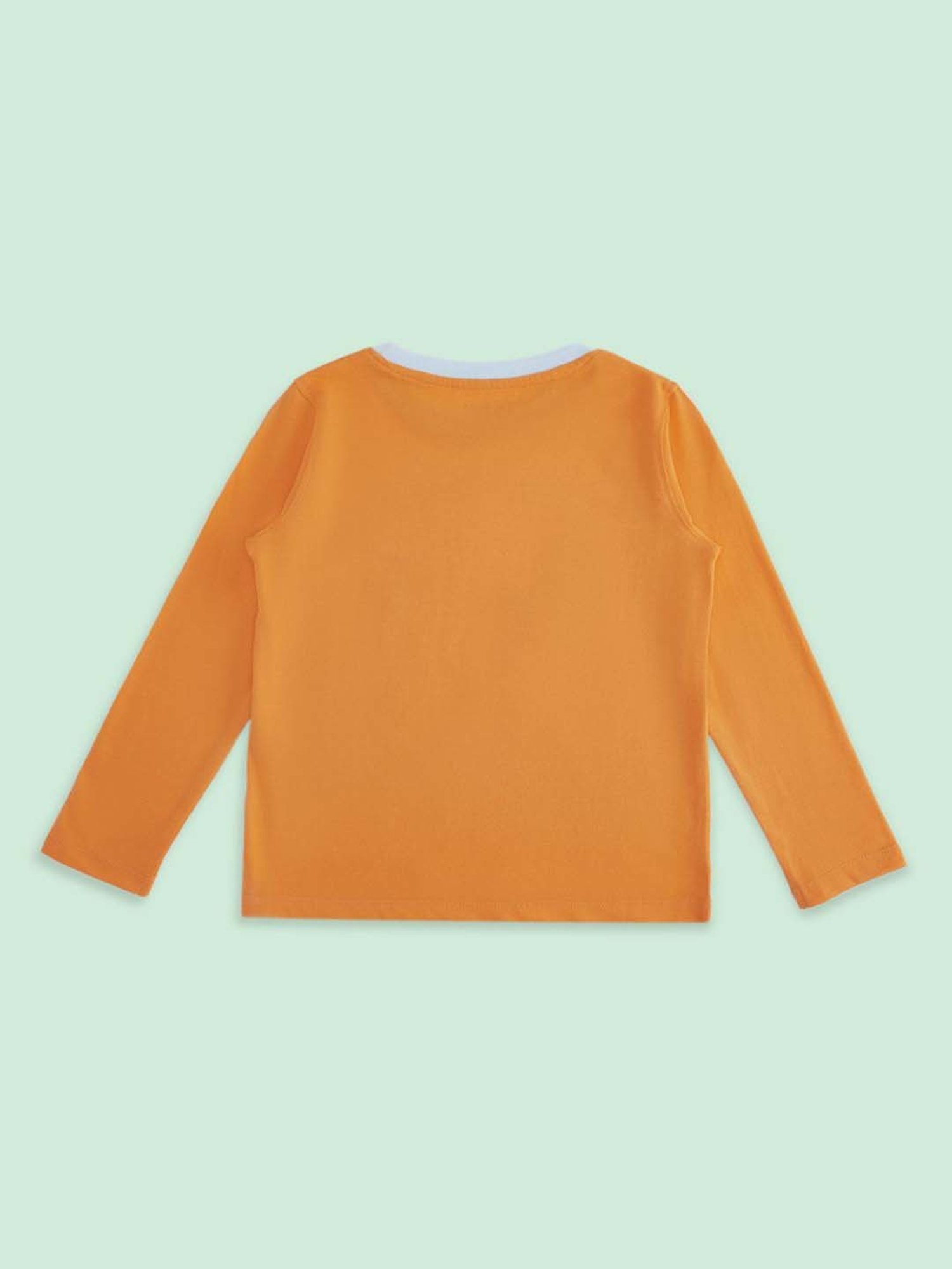 Pantaloons Baby Kids Grey & Orange Cotton Printed Full Sleeves T-Shirt