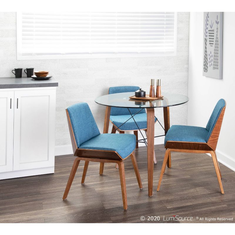 Corazza Mid-Century Modern Dining Chair Walnut/Dark Blue - LumiSource