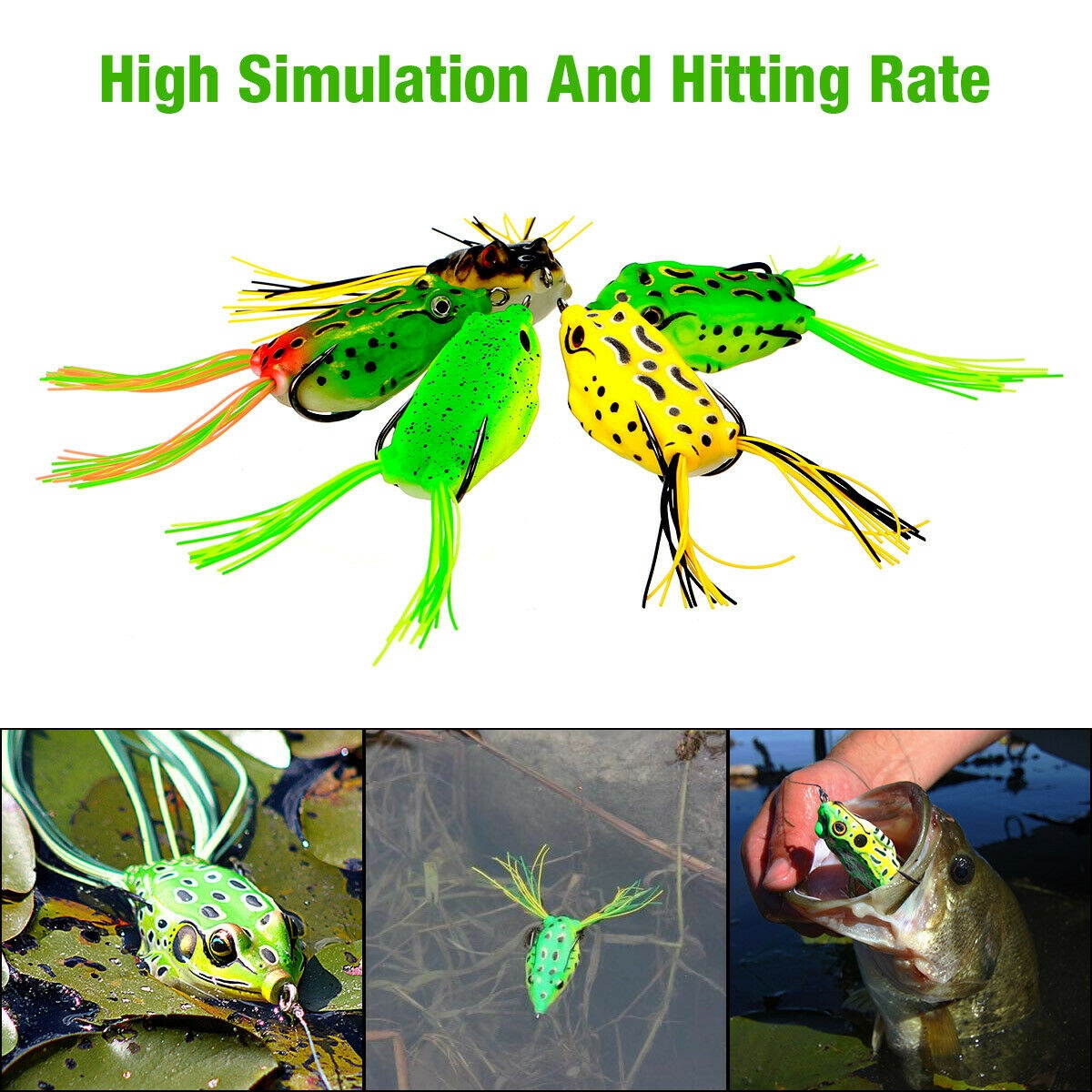 Frog Topwater Soft Fishing Lure Crankbait 5pcs/set 2.5in 0.4oz Bass Fishing Bait