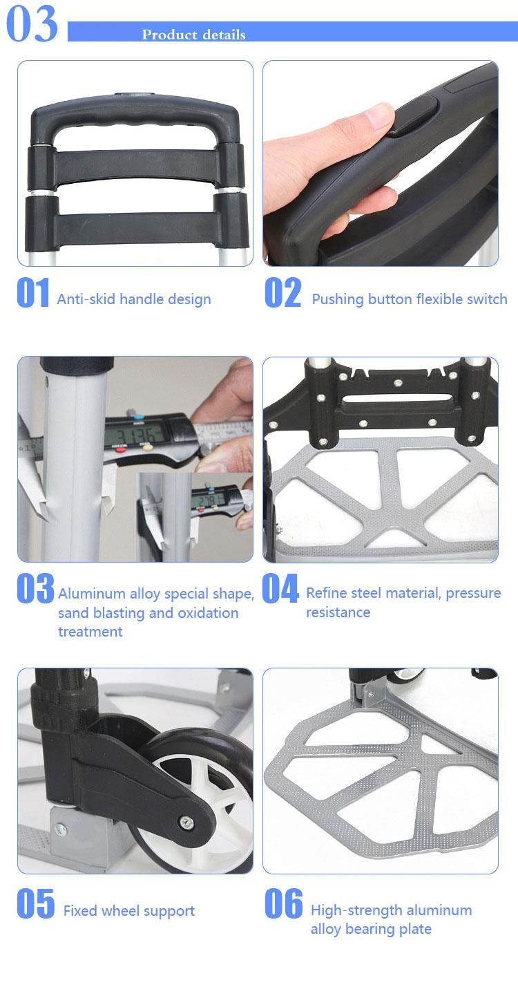 Luggage Aluminum Folding Cart Portable Hand Trunk Travel Shopping Trolley 170 lb