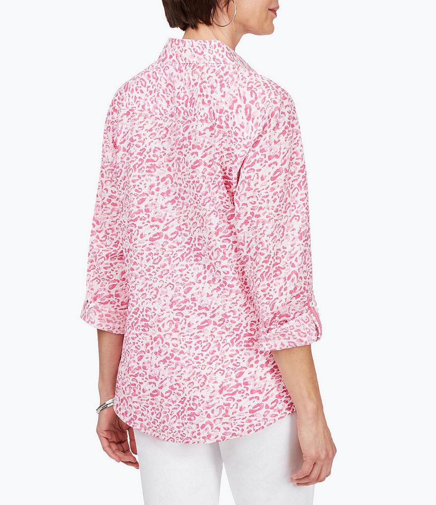 Foxcroft Zoey Leopard Seersucker Top