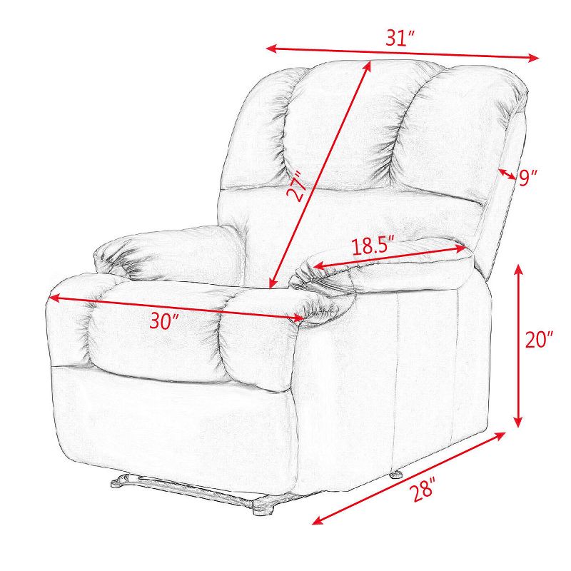 Costway Recliner Massage Sofa Chair Deluxe Ergonomic Lounge Heated W/Control Beige